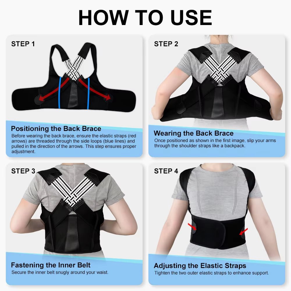 Back Brace Posture Corrector for Women & Men – Adjustable Shoulder Straightener & Full Back Support Belt - Capilorix