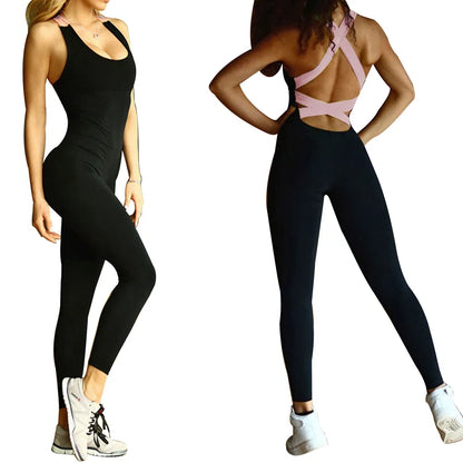 Women’s Capilorix activewear yoga jumpsuit with fitted design, sleeveless style, and breathable fabric for workout and gym fitness.