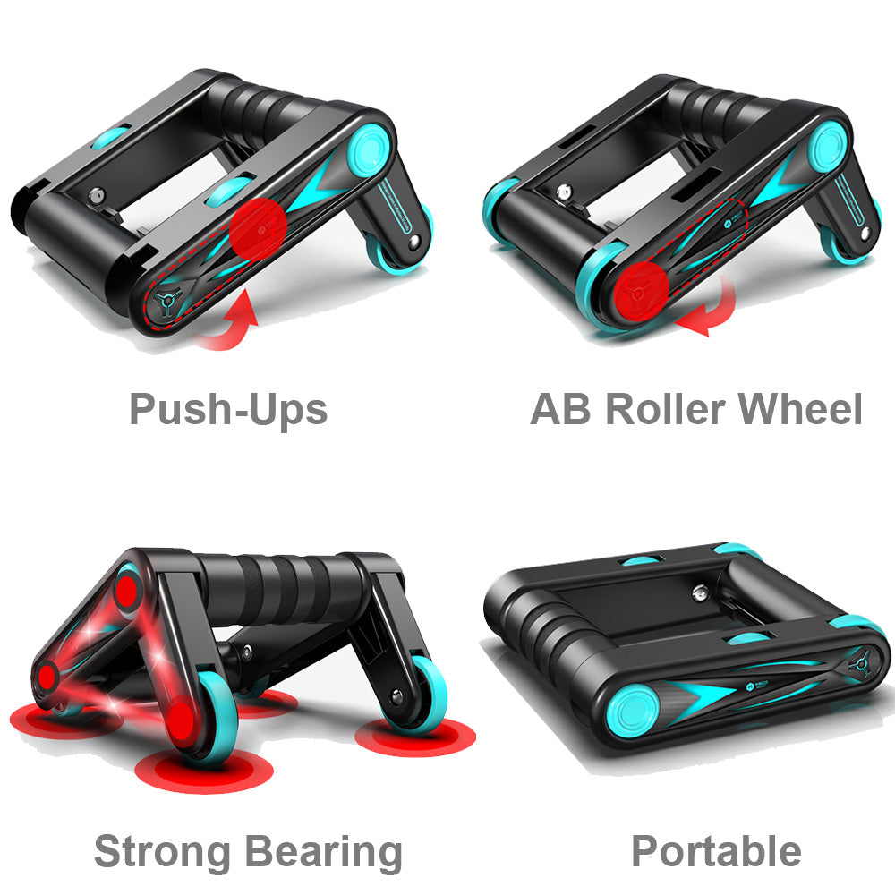Capilorix abdominal muscle wheel for men's fitness, shown with activewear jumpsuit, used for core strengthening exercises.