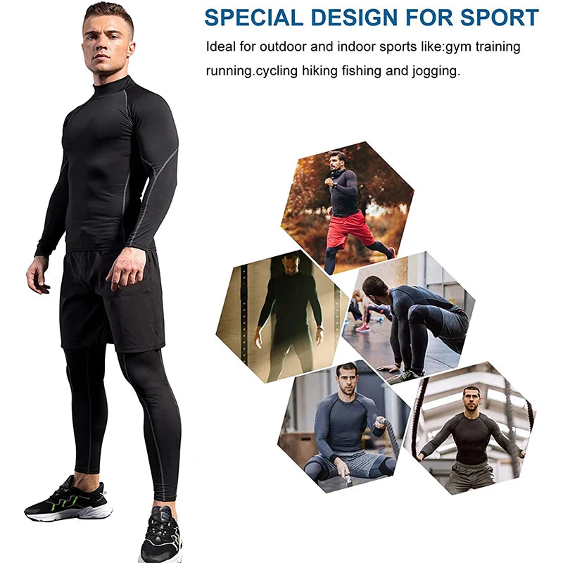 Capilorix men's sport T-shirt, quick-dry long sleeve compression top, ideal for bodybuilding, running, and gym fitness.
