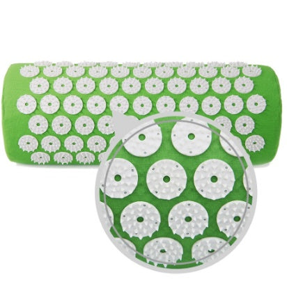 Capilorix acupuncture yoga cushion and massage pillow, designed for activewear jumpsuits, shown in a comfortable, supportive position.