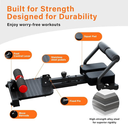 Capilorix gray sissy squat machine with resistance bands, home gym equipment for ab workouts and exercise, iron construction.