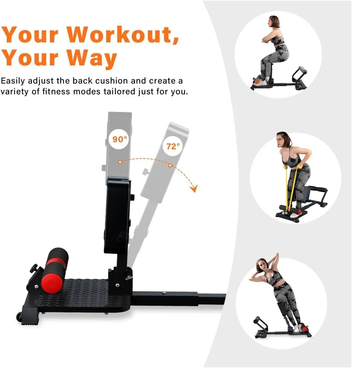 Capilorix gray sissy squat machine with iron frame for home gym, includes resistance bands and ab workout functions.
