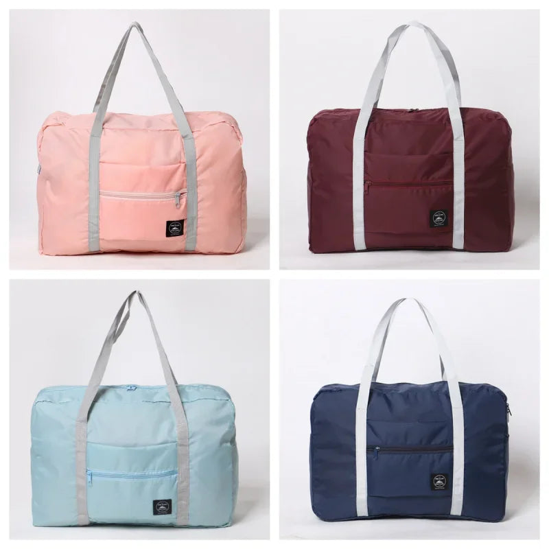 Capilorix foldable travel duffel bag for women, lightweight airline carry-on with large capacity for weekend or overnight trips.