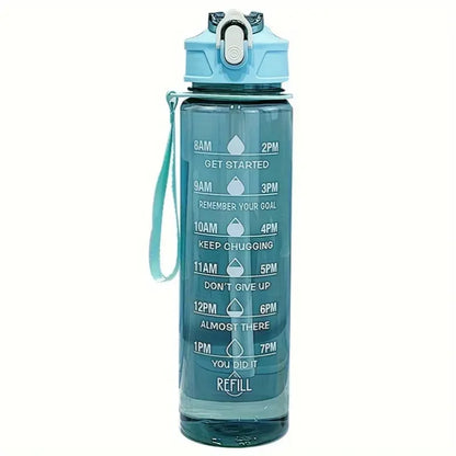 Capilorix 800ml sports water bottle with time scale, leak-proof design, BPA-free plastic, 27oz capacity, suitable for active use