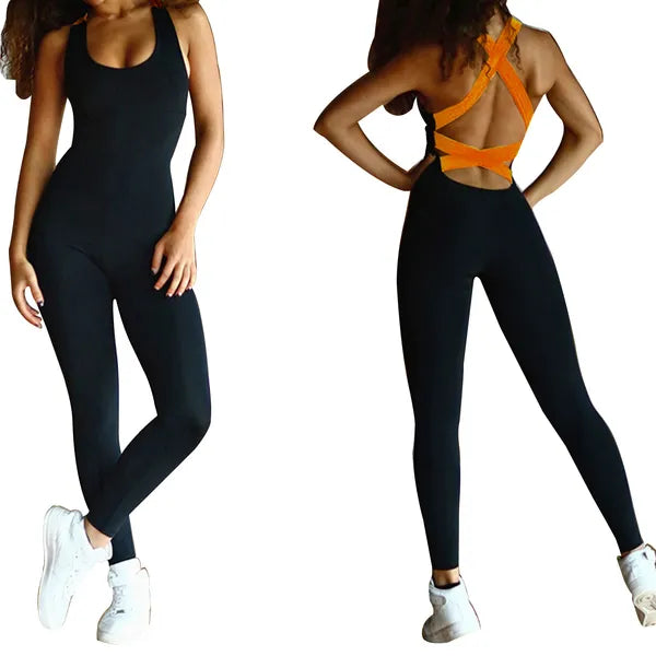 Capilorix women's activewear jumpsuit for yoga and gym workouts, made of stretchy, comfortable fabric for fitness training.