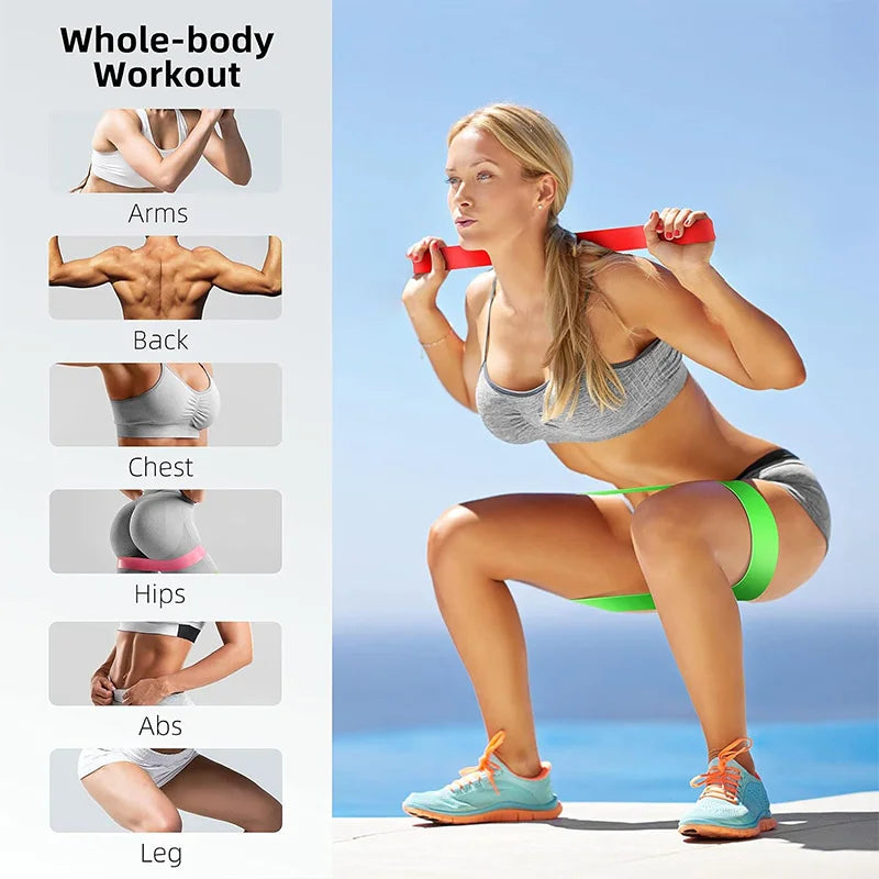 Capilorix resistance yoga band for fitness, exercise, leg squats, hip tension, and stretch training with elastic loop design.