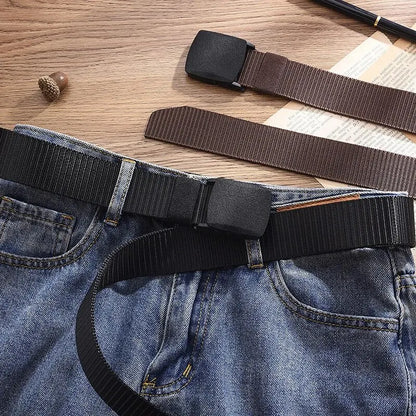 Capilorix men's outdoor casual canvas tactical belt with metal-free nylon design for pants, jeans, and sportswear.