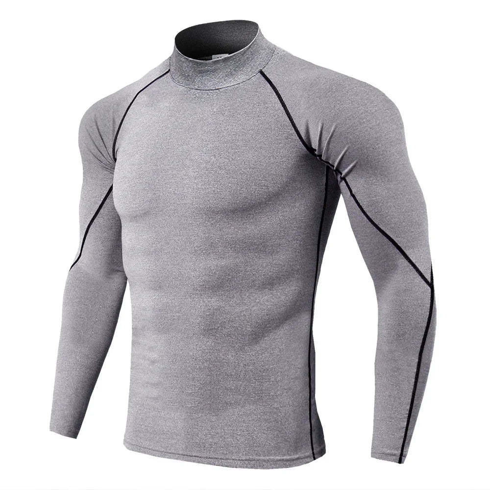 Capilorix men's sport T-shirt, quick-dry long sleeve compression top for bodybuilding and running, fitness tight rashguard.