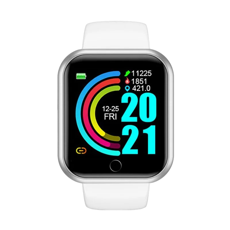 Capilorix Y68 sports smartwatch with heart rate monitor, music player, fitness tracking, and digital display on black bracelet for men and women.