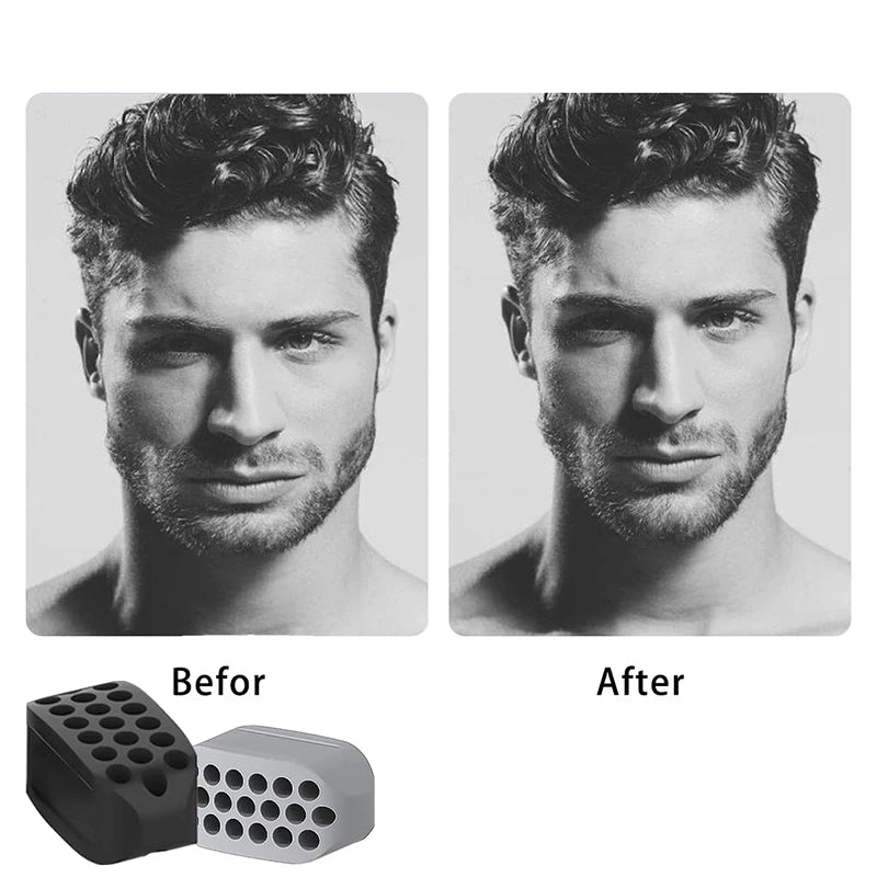 Capilorix silicone jaw exerciser and facial toner, used for jawline and neck toning, double chin reduction, and facial muscle strengthening.
