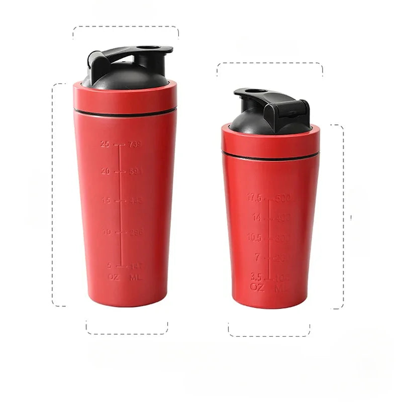 Capilorix 500ML stainless steel protein shaker bottle with leak-proof lid, steel ball, and measurement scale for gym fitness and shakes