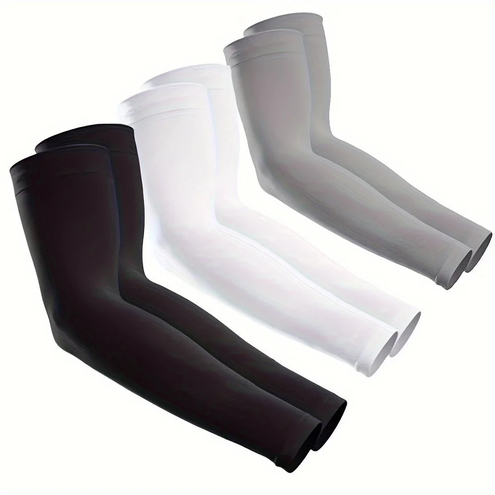 Capilorix UV arm sun sleeves, 3 pairs, breathable outdoor protection for driving, sports, hiking, and summer activities.