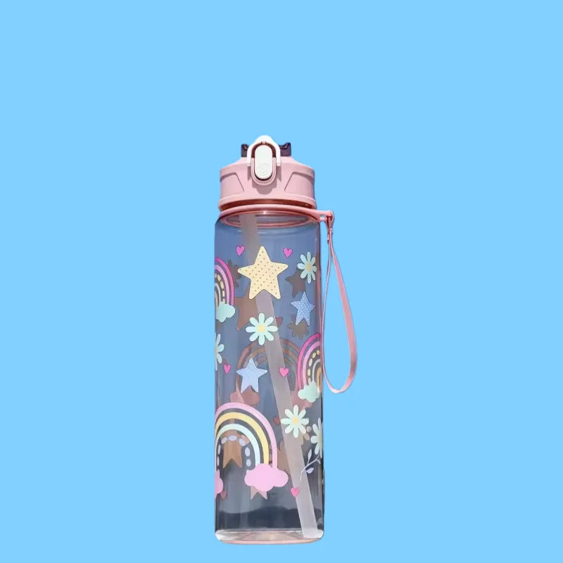Capilorix 800ml sports water bottle with time scale, leak-proof design, BPA-free plastic, 27oz capacity, ideal for active hydration.