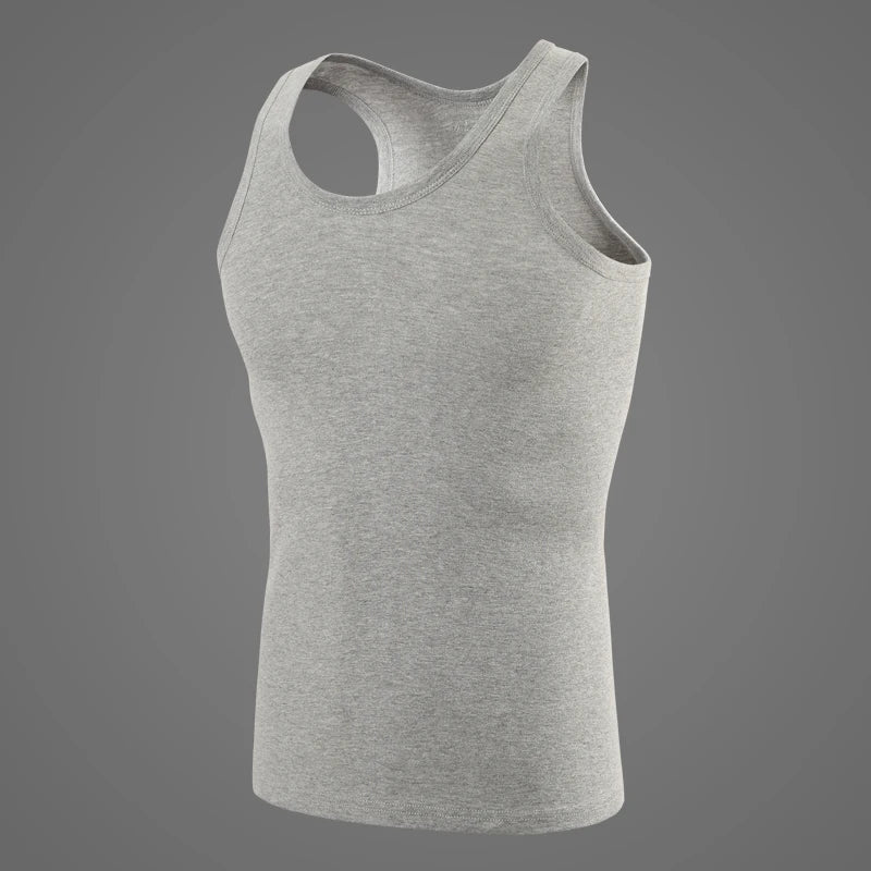 Capilorix Four Seasons men's cotton joker vest, sleeveless casual shirt, simple fit sports fitness T-shirt for teenagers and middle-aged men