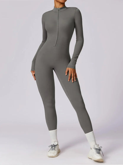 Elevate Your Workout Game with Our Comfy Zip-Up Sports Jumpsuit for Every Season! 🧘‍♀️💪 #Activewear #FitnessFashion