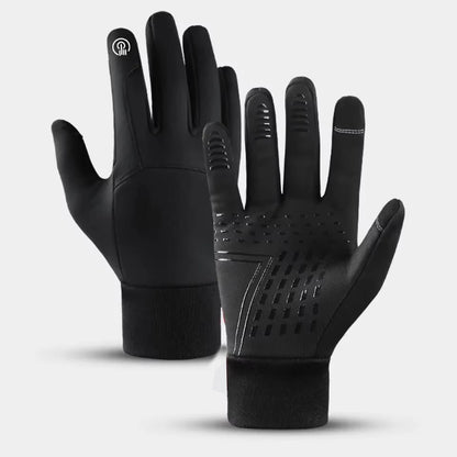 Black Capilorix men's outdoor cycling gloves with touch screen fingertips, non-slip grip, suitable for running, fitness, and motorcycle riding.
