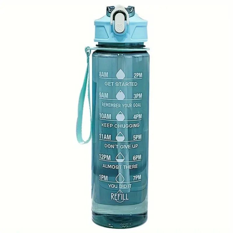 Capilorix 800ml sports water bottle with time scale, leak-proof, BPA-free, 27oz plastic water bottle for active use