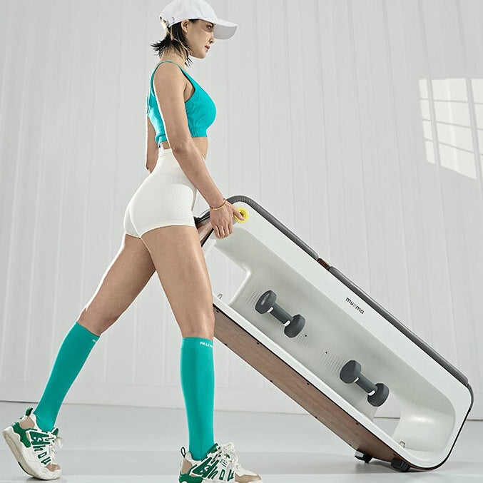 Capilorix multifunctional Pilates equipment and fitness chair with adjustable bench for home workouts and activewear jumpsuits.