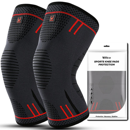 Capilorix compression knee support sleeve with elastic breathable fabric, suitable for sports like basketball, volleyball, and running.