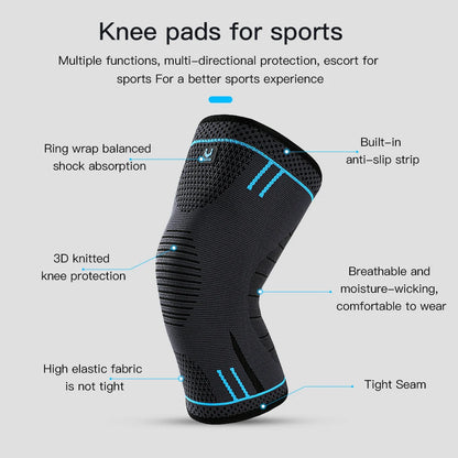Capilorix compression knee support sleeve with breathable elastic fabric, designed for sports like basketball, volleyball, and running.