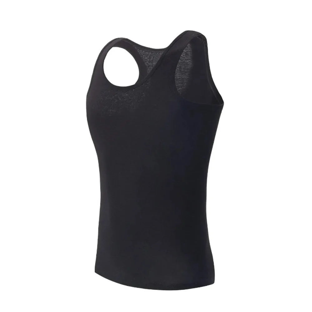 Capilorix Four Seasons men's cotton Joker vest, casual sleeveless shirt, simple fit sports T-shirt for teens and middle-aged men.