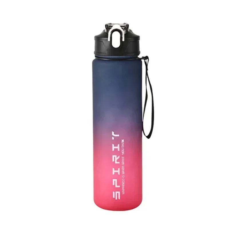 Capilorix gradient sports water bottle with straw and time marker, leakproof design, ideal for outdoor fitness, hiking, and gym use.