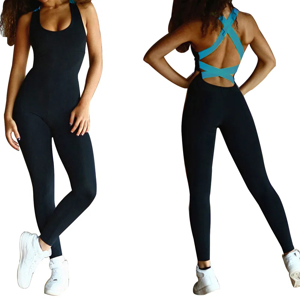 Women’s Capilorix activewear yoga jumpsuit for gym workouts, featuring breathable fabric and a fitted athletic design.