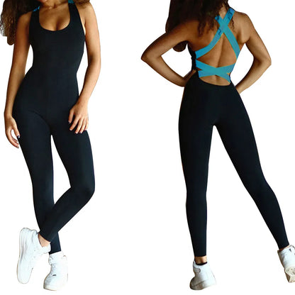 Women’s Capilorix activewear yoga jumpsuit for gym workouts, featuring breathable fabric and a fitted athletic design.