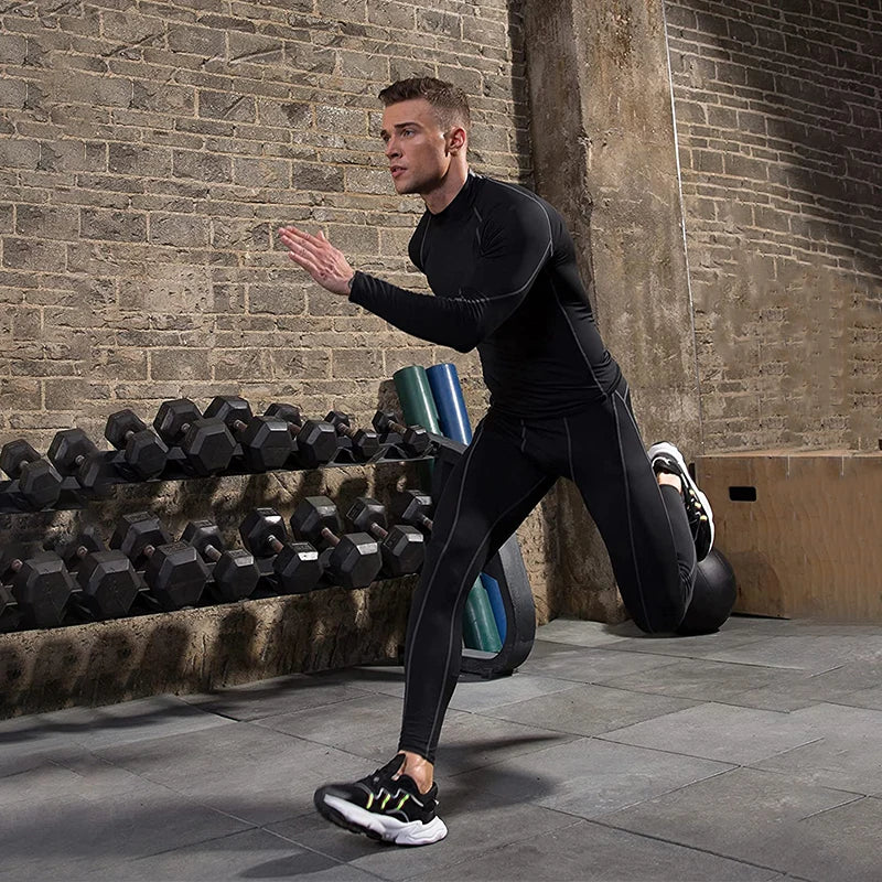 Capilorix men's sport T-shirt, quick-dry long sleeve compression top ideal for bodybuilding, running, and gym workouts.