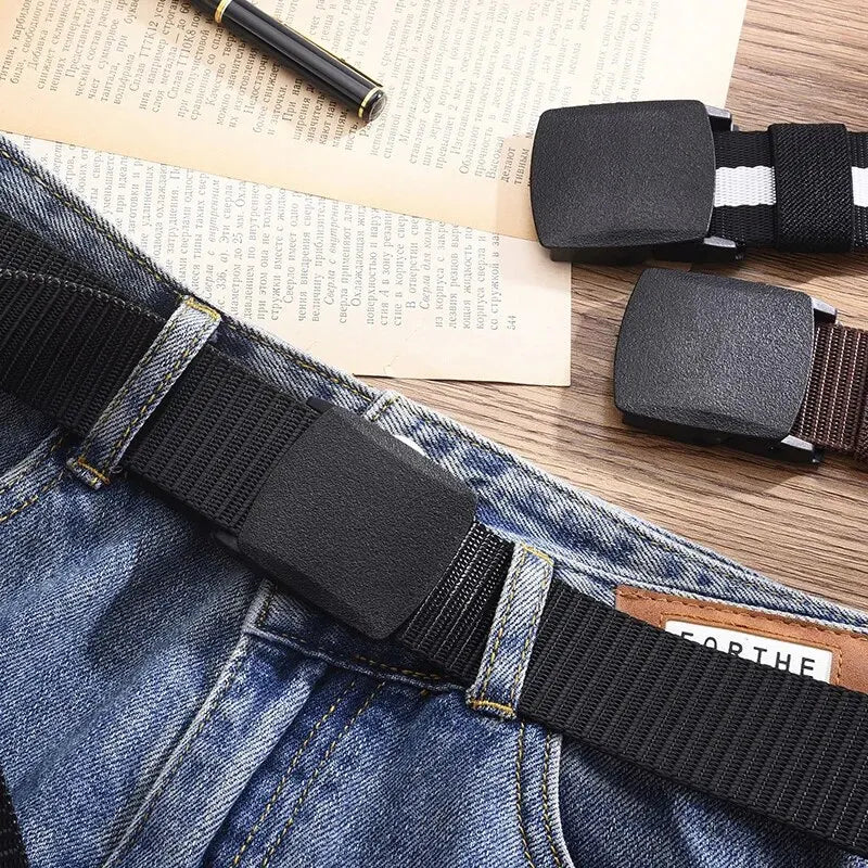 Capilorix men's outdoor casual canvas belt with metal-free nylon design, suitable for training, tactical wear, and casual jeans or pants