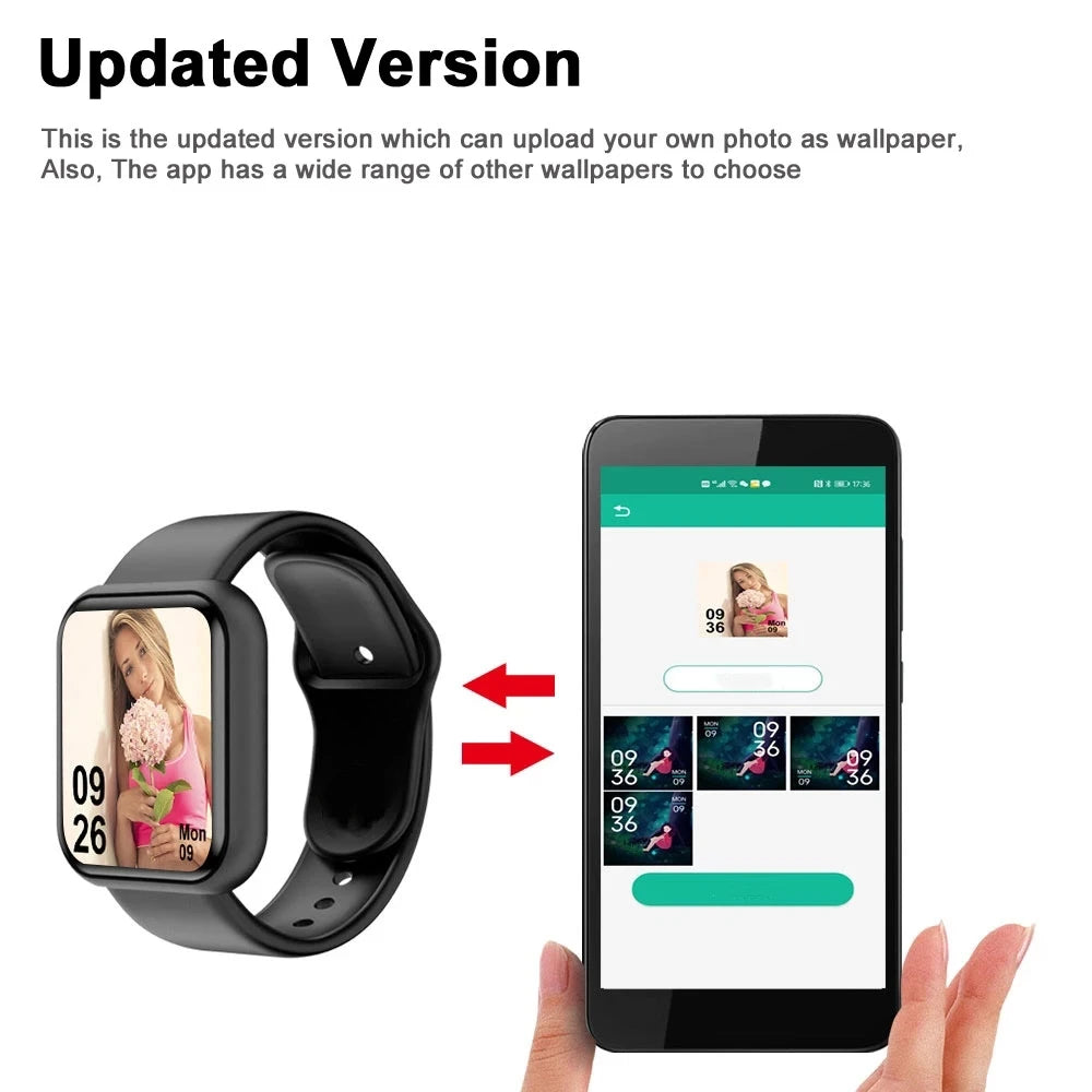 Capilorix Y68 sports smartwatch with heart rate monitor, fitness tracking, music player, and colorful bracelet for men, women, and kids.