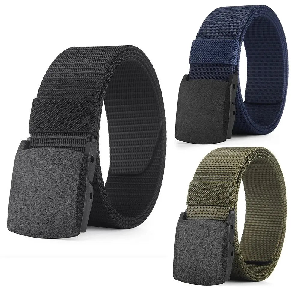 Capilorix men's outdoor casual canvas tactical belt with metal-free nylon design, suitable for pants, jeans, and sports wear.