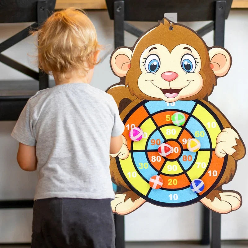 Capilorix educational dart board toy with sticky balls for children aged 3-7, indoor Montessori game for kids' fun and learning.