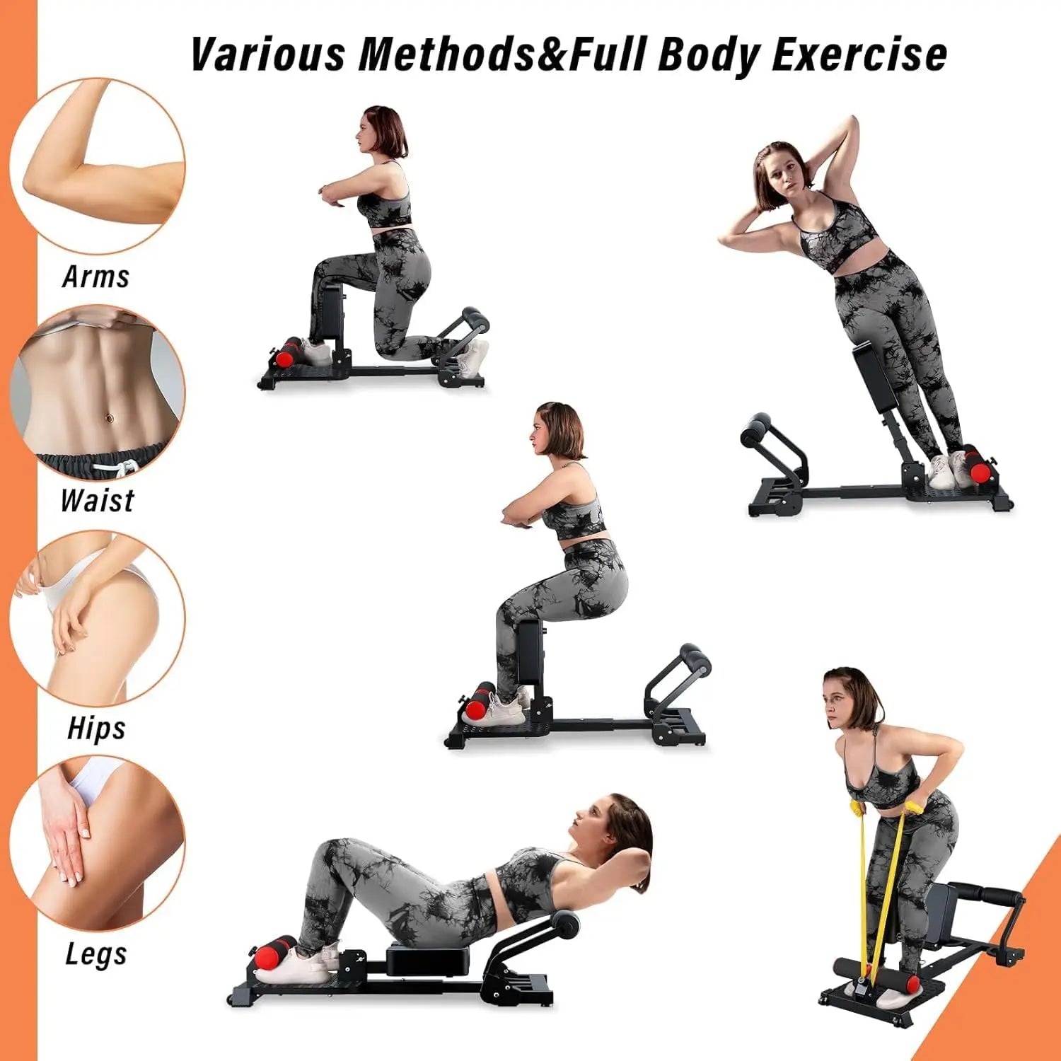 Capilorix gray home gym sissy squat machine with resistance bands, featuring iron construction and ab workout functionality.