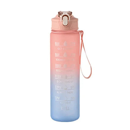Capilorix gradient sports water bottle with straw, time marker, leakproof design, ideal for outdoor fitness, hiking, and gym use.