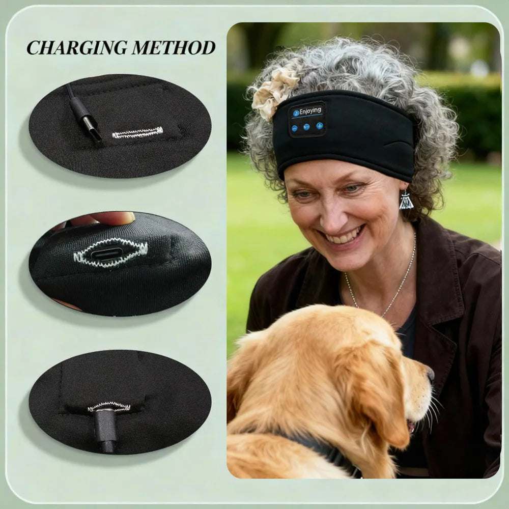 Capilorix Bluetooth sleep headset with wireless headphones and eye mask, designed for sleep, sports, yoga, running, and outdoor activities.