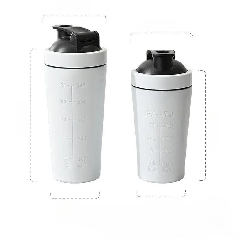 Capilorix stainless steel protein shaker bottle with steel ball, measurement scale, leak-proof lid for gym fitness and whey shakes