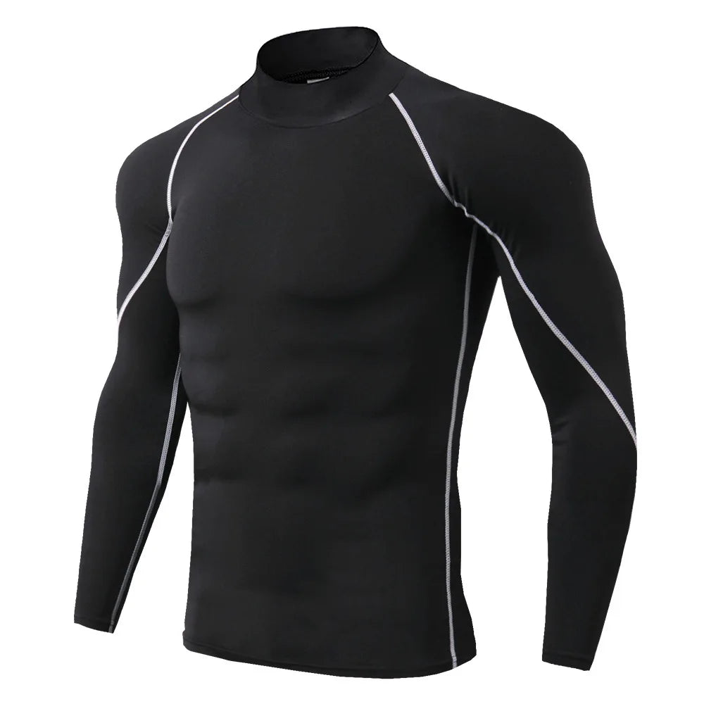 Capilorix men's sport T-shirt, quick-dry long sleeve bodybuilding running shirt, compression top for gym fitness and training