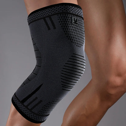 Capilorix compression knee support sleeve, breathable elastic brace with springs, suitable for basketball, volleyball, and running sports.