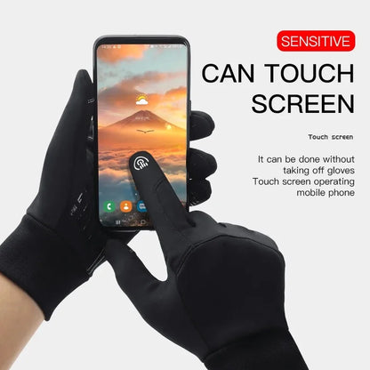 Black Capilorix outdoor cycling gloves with touchscreen fingertips, non-slip grip, suitable for running, fitness, and motorcycle riding.