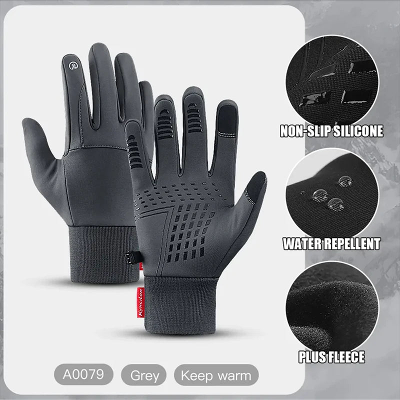 Black Capilorix outdoor cycling gloves for men, touchscreen-friendly, non-slip, warm sports gloves for running, motorcycling, and fitness.