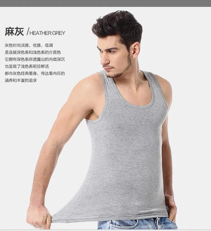 Capilorix Four Seasons men's cotton Joker vest, sleeveless casual T-shirt with simple fit, ideal for sports and fitness.