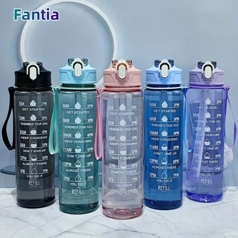 Capilorix 800ml sports water bottle with time scale, leak-proof and BPA-free, 27oz hydration bottle for active use