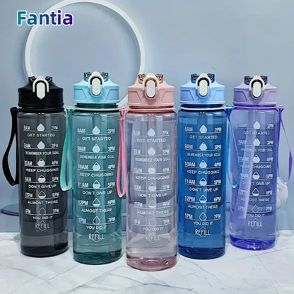Capilorix 800ml sports water bottle with time scale, leak-proof and BPA-free, 27oz hydration bottle for active use
