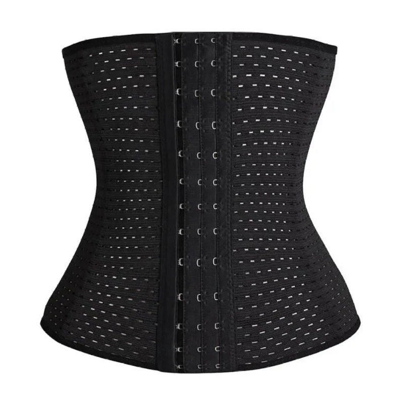 Capilorix women's waist trainer and tummy control shapewear in black, featuring a slimming corset belt for body shaping.