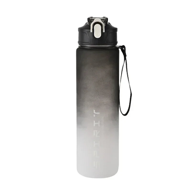 Capilorix gradient sports water bottle with straw, time marker, leakproof design for outdoor fitness, hiking, and gym use.
