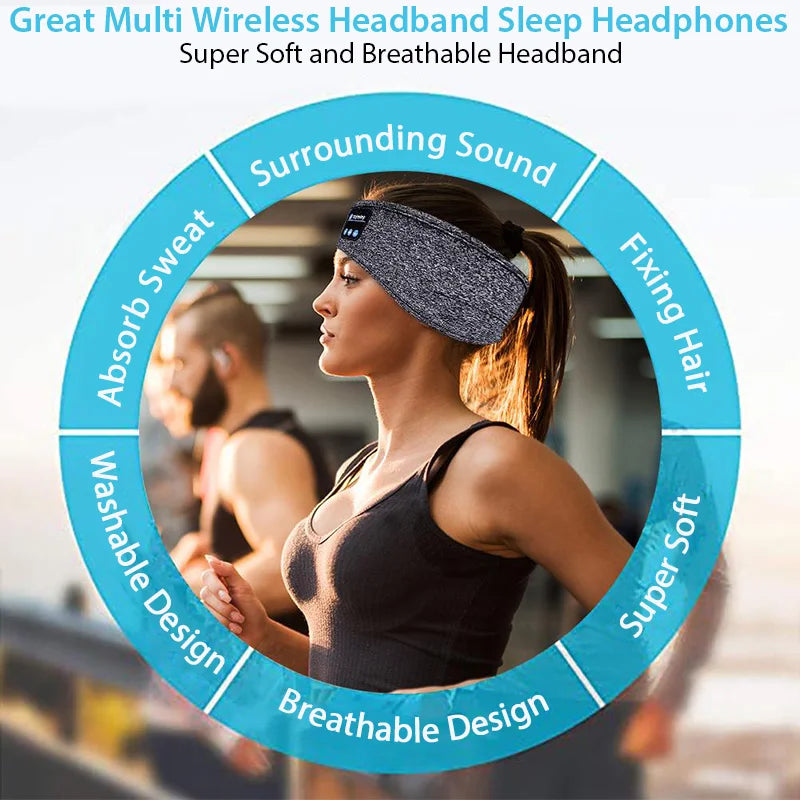 Capilorix Bluetooth sleep headset with wireless headphones and eye mask, designed for comfortable sleep, sports, running, and yoga.