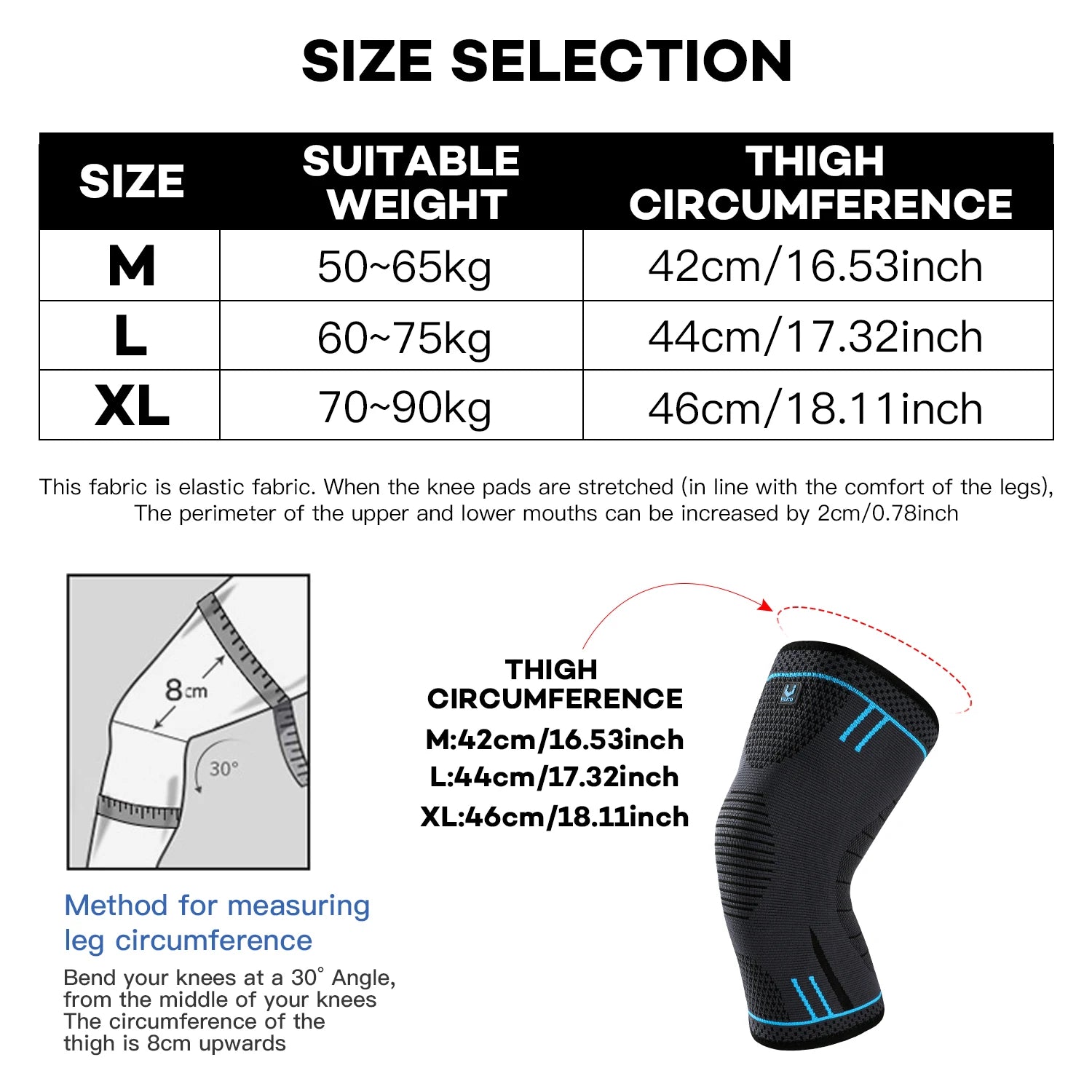 Capilorix compression knee support sleeve with breathable elastic material, suitable for sports like basketball, volleyball, and running.
