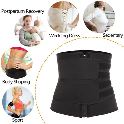Capilorix waist trainer slimming body shaper fitness belt for weight loss and fat burning, worn during workouts for shaping and support.